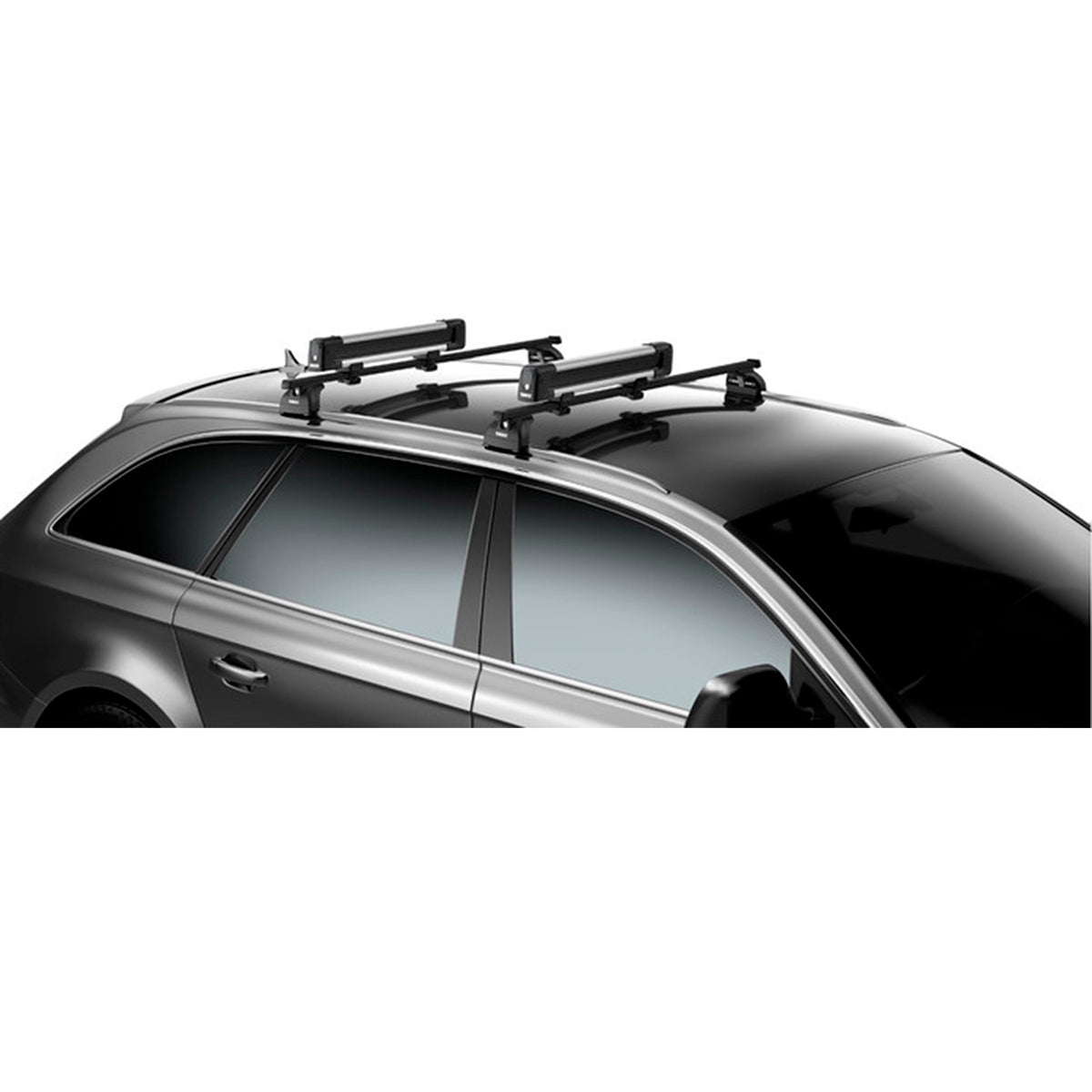 Suport 4 perechi schiuri Thule SnowPack 7324 gri cu prindere pe bare transversale aluminiu cu profil T - Pack&Go