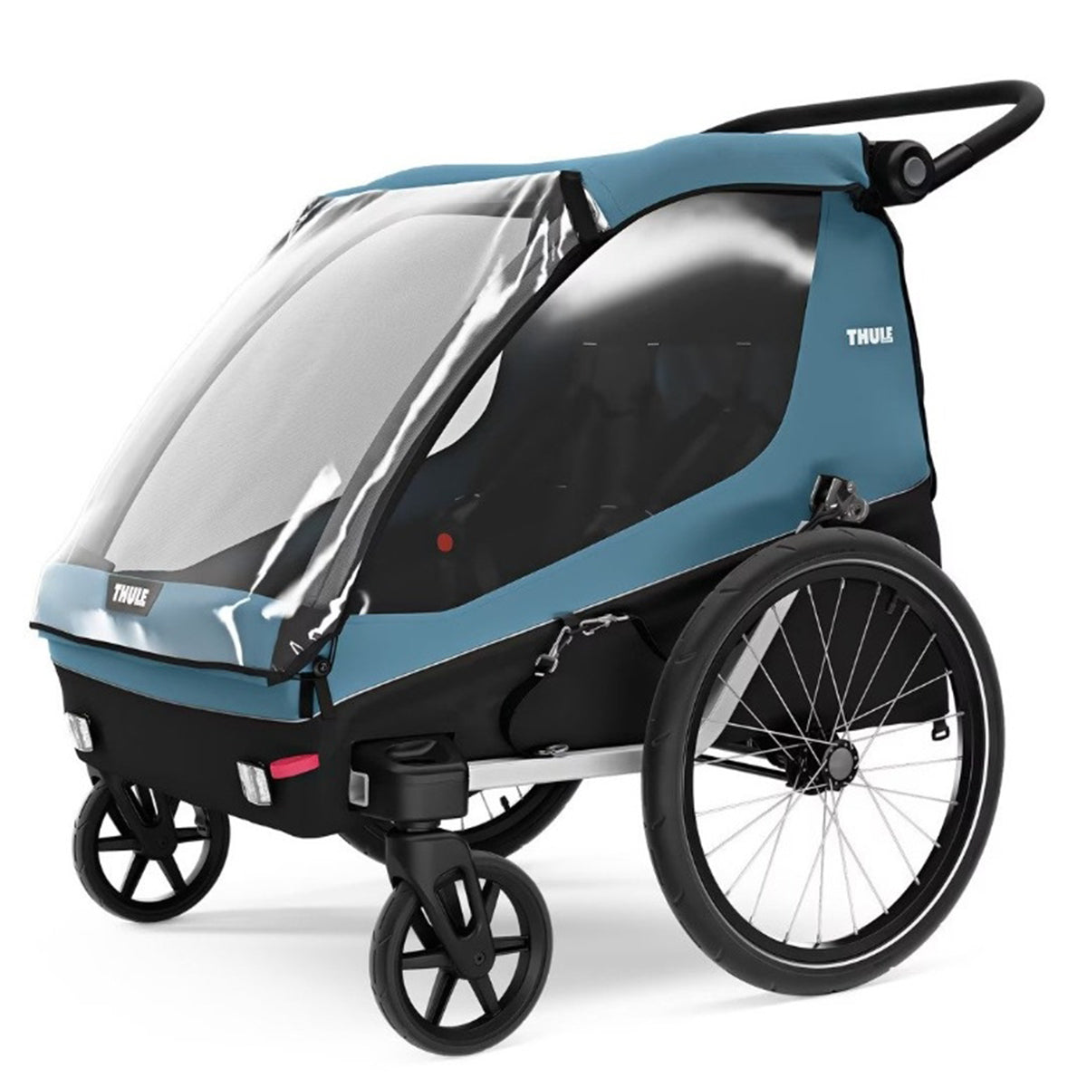 Remorca de bicicleta pentru transport copii, Thule, Courier, Aegean Blue, 2 locuri