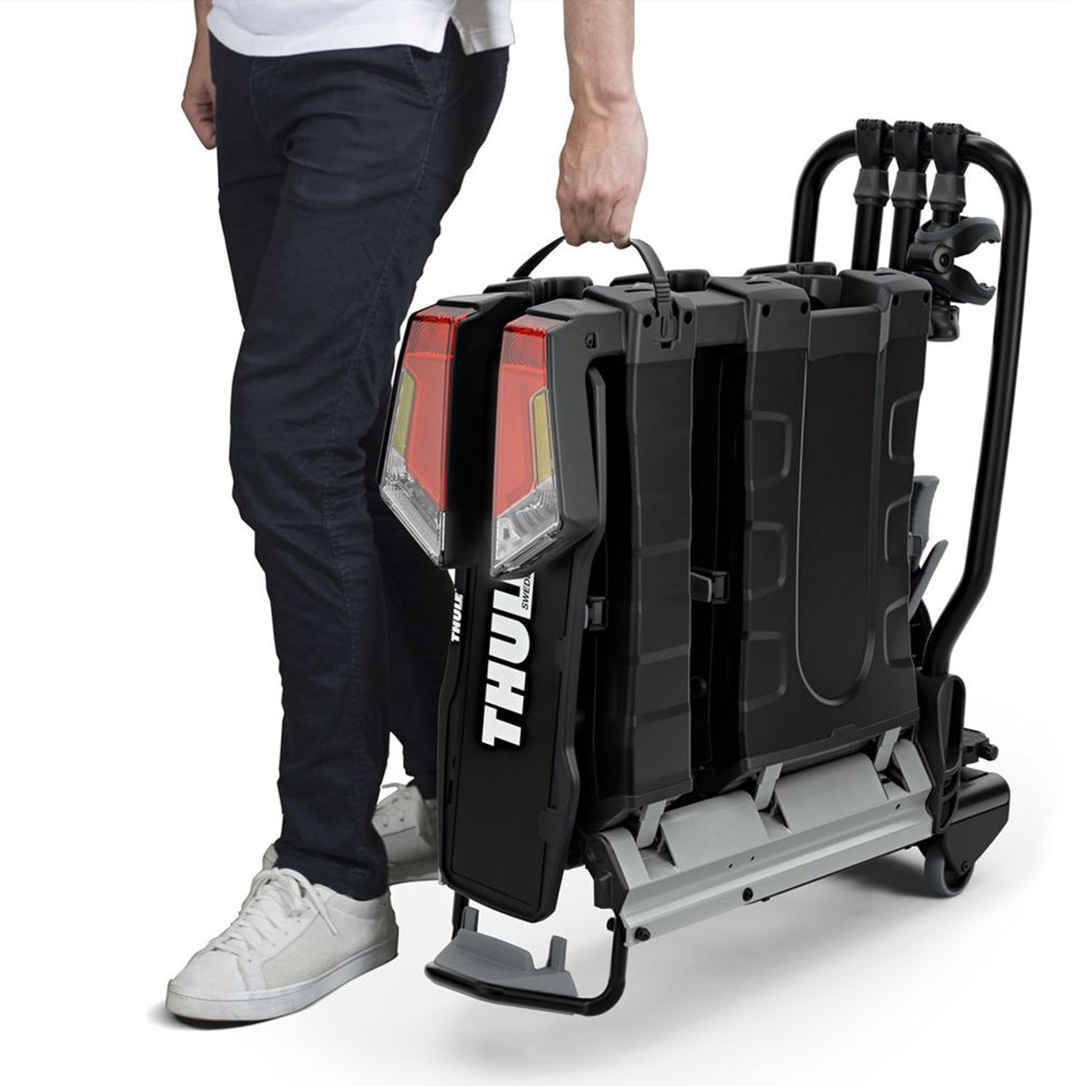 Suport biciclete Thule EasyFold XT 3  NEGRU cu prindere pe carligul de remorcare - pentru 3 biciclete