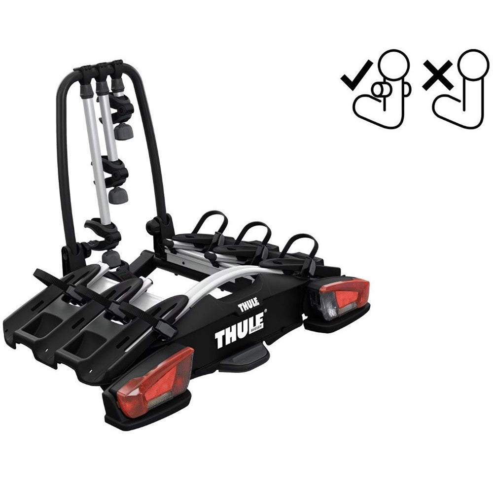 Suport 3 biciclete Thule VeloCompact F cu prindere pe carligul de remorcare de tip FIX4BIKE