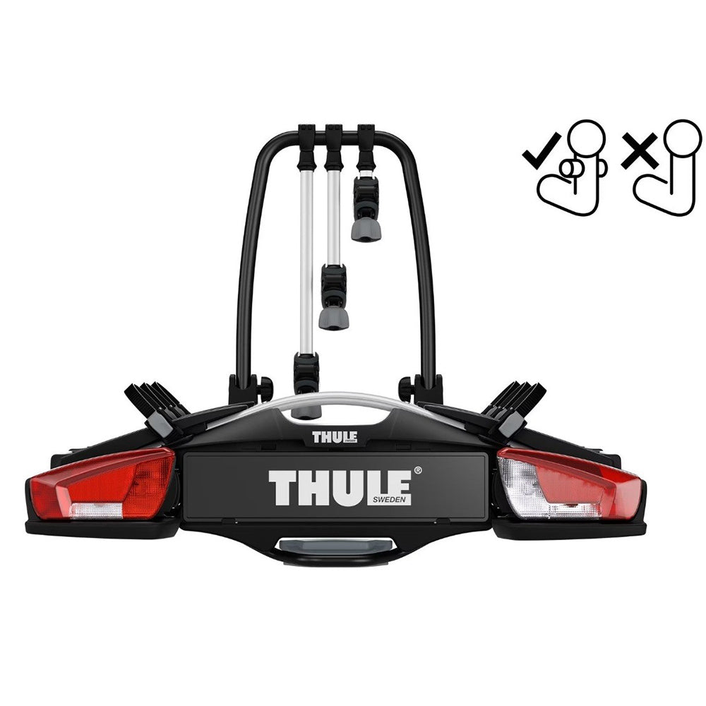 Suport 3 biciclete Thule VeloCompact F cu prindere pe carligul de remorcare de tip FIX4BIKE