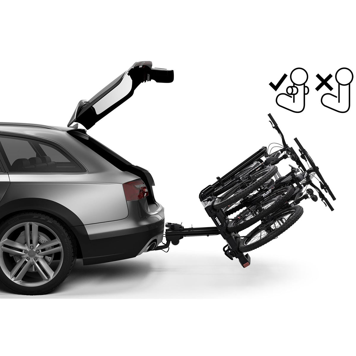 Suport biciclete Thule EasyFold XTF 3 cu prindere pe carligul de remorcare (13pini)- pentru 3 biciclete